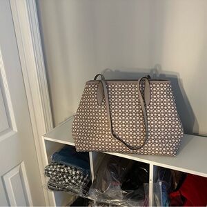 EUC Kate Spade Taupe Patterned Tote with Top Handles